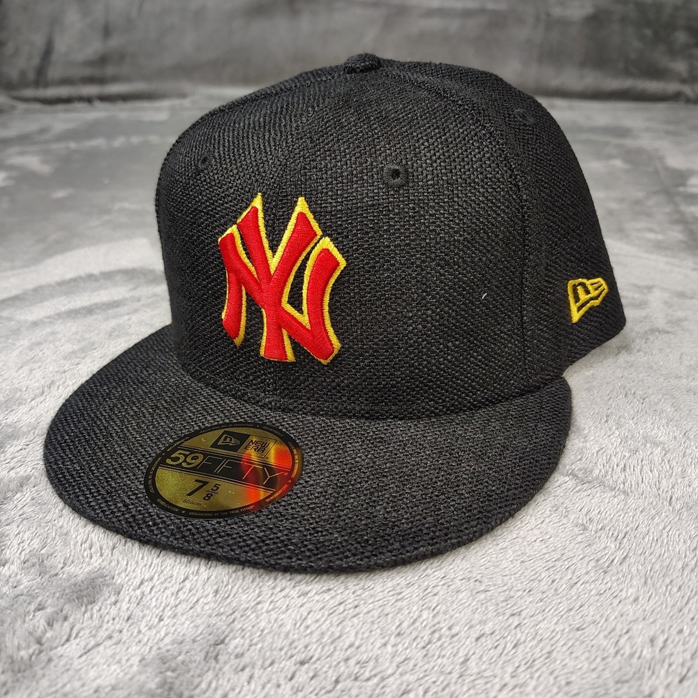 New Era New York Yankees‎ MLB Black Red Hemp 59Fifty Fitted 7 1/2 Hat Cap